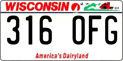 WI license plate 316OFG