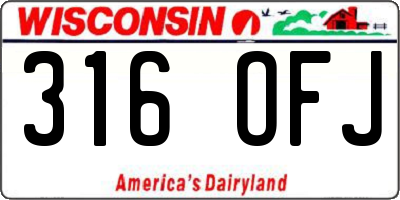 WI license plate 316OFJ