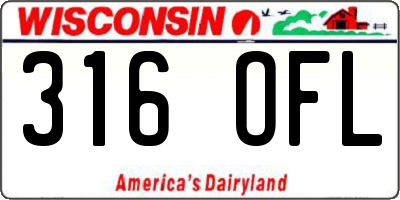 WI license plate 316OFL