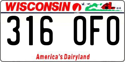 WI license plate 316OFO