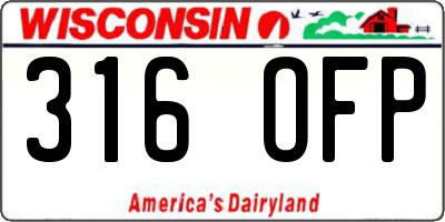 WI license plate 316OFP