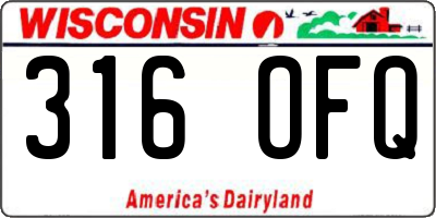 WI license plate 316OFQ