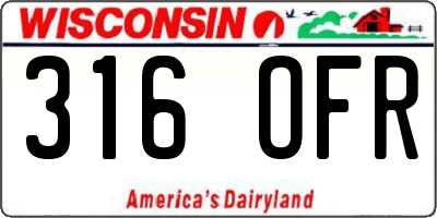 WI license plate 316OFR