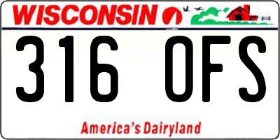 WI license plate 316OFS