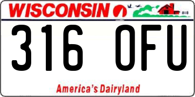 WI license plate 316OFU