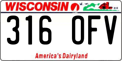 WI license plate 316OFV