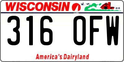 WI license plate 316OFW