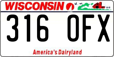 WI license plate 316OFX