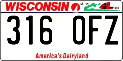 WI license plate 316OFZ