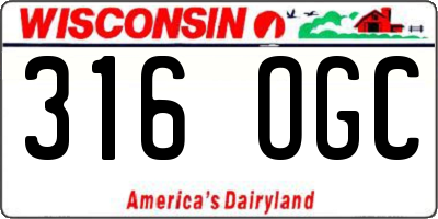 WI license plate 316OGC