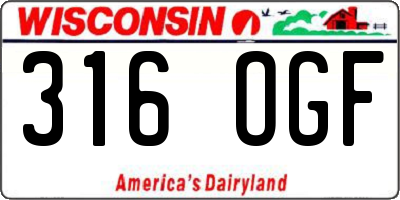 WI license plate 316OGF