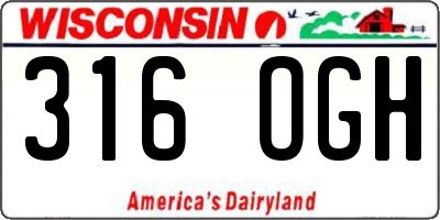 WI license plate 316OGH
