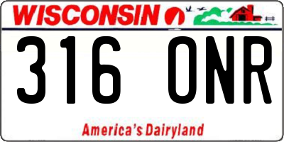 WI license plate 316ONR
