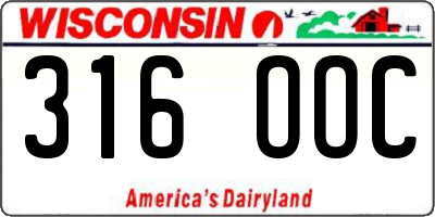 WI license plate 316OOC