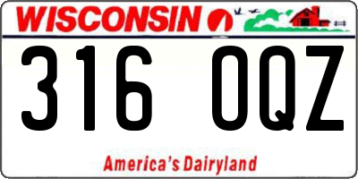 WI license plate 316OQZ