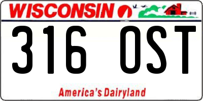 WI license plate 316OST