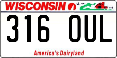 WI license plate 316OUL