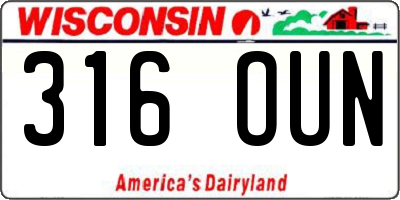 WI license plate 316OUN