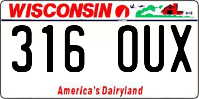 WI license plate 316OUX