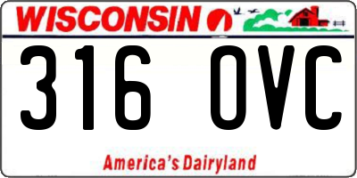 WI license plate 316OVC