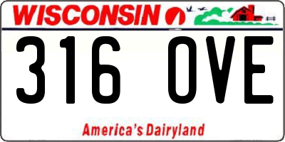 WI license plate 316OVE