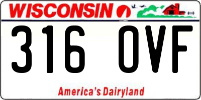 WI license plate 316OVF
