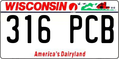 WI license plate 316PCB