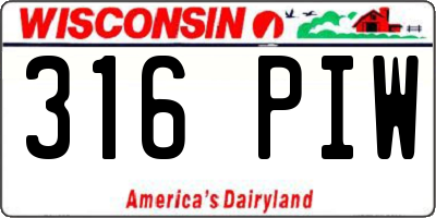 WI license plate 316PIW