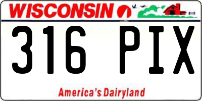 WI license plate 316PIX