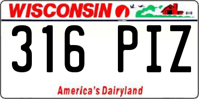 WI license plate 316PIZ