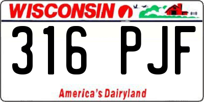 WI license plate 316PJF