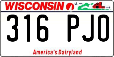 WI license plate 316PJO