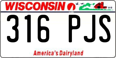 WI license plate 316PJS