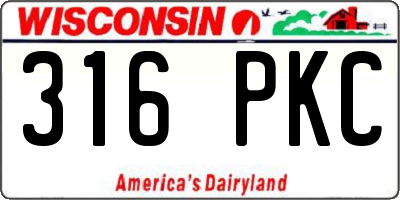 WI license plate 316PKC