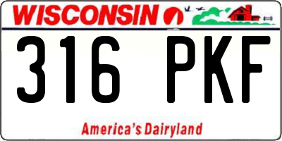 WI license plate 316PKF