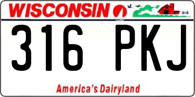 WI license plate 316PKJ