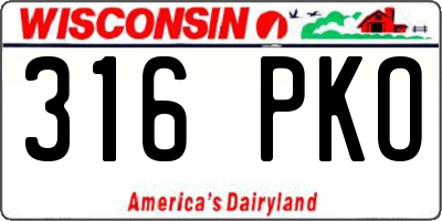 WI license plate 316PKO