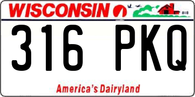 WI license plate 316PKQ