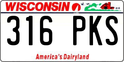WI license plate 316PKS