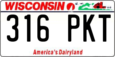 WI license plate 316PKT