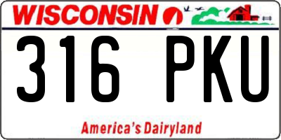WI license plate 316PKU
