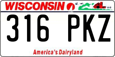 WI license plate 316PKZ