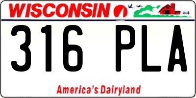 WI license plate 316PLA