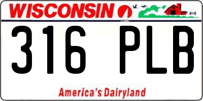 WI license plate 316PLB