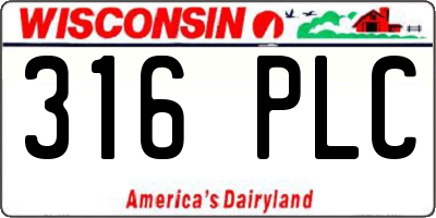 WI license plate 316PLC