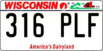 WI license plate 316PLF
