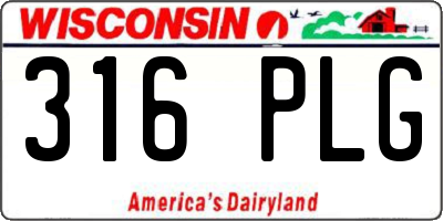 WI license plate 316PLG