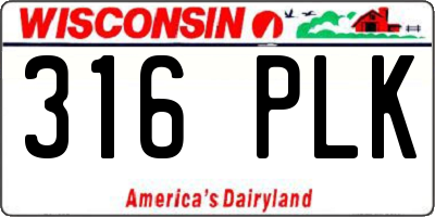 WI license plate 316PLK