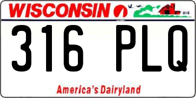 WI license plate 316PLQ