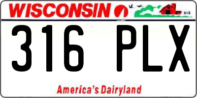 WI license plate 316PLX